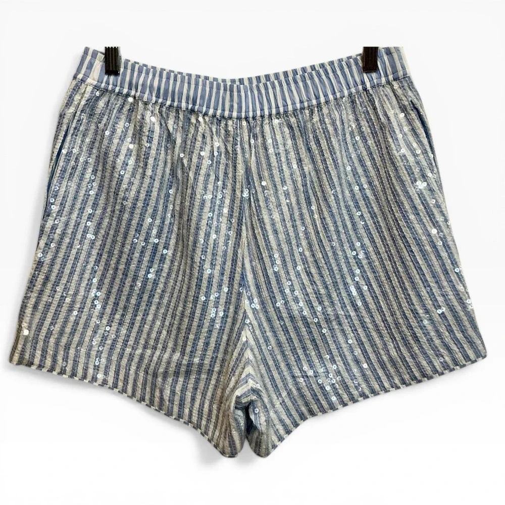 NEW Anthropologie The Wren Boxer Shorts: Sequin Edition - Light Blue Small - Picture 5 of 8